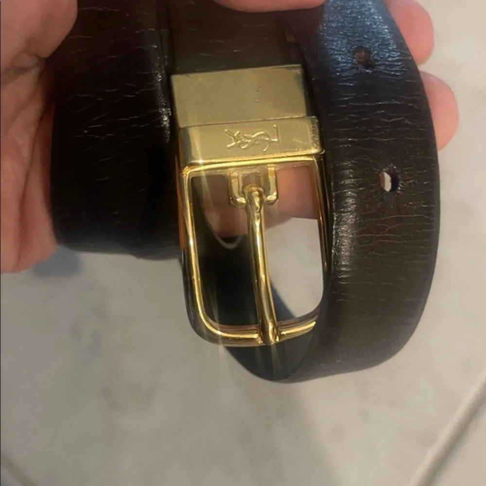 Vintage YSL mens reversible buckle belt 36